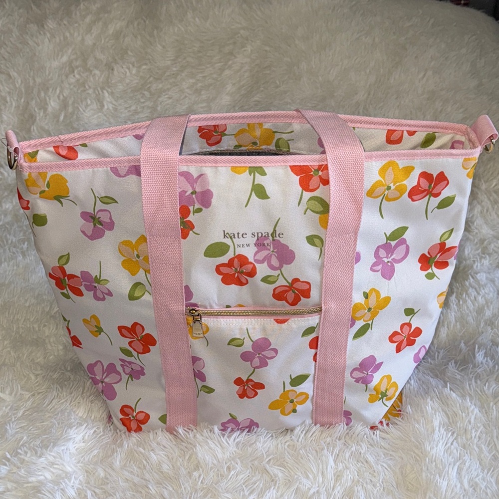 Kate Spade Multicolor Floral Tote with Pink Straps